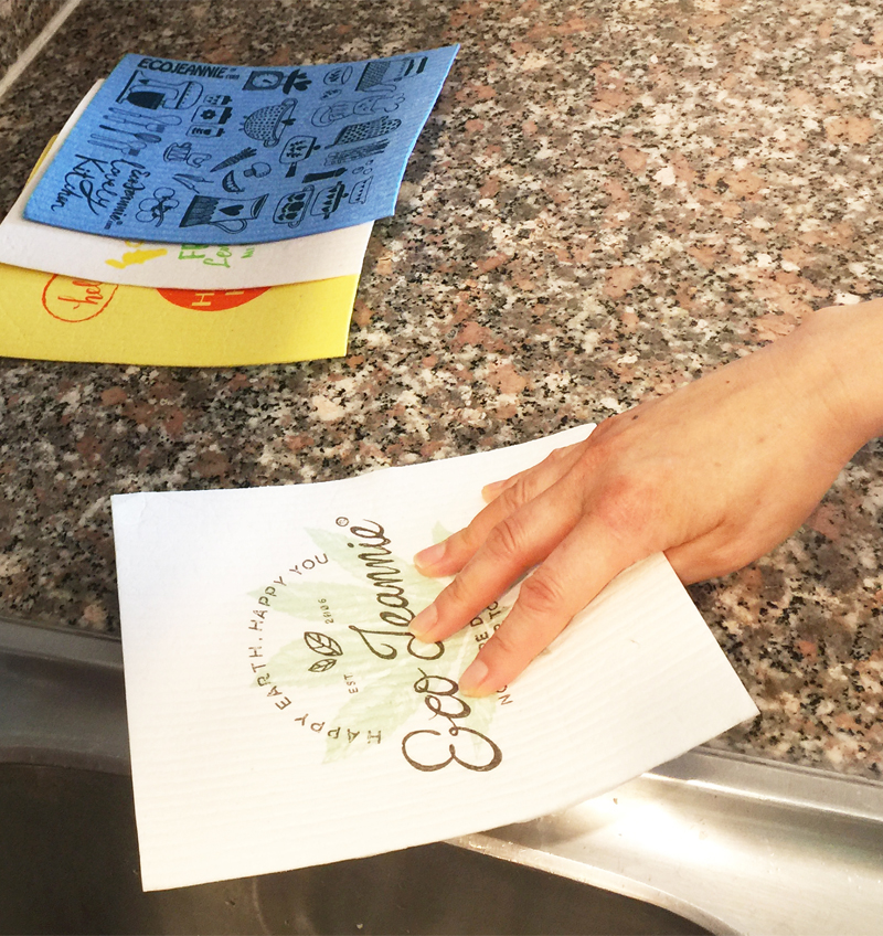 Wholesale Bulk EcoJeannie Cellulose Sponge Cloths: 100% Natural Biodegradable Kitchen Towel (Available in 5, 10, and 20 Packs)-1305