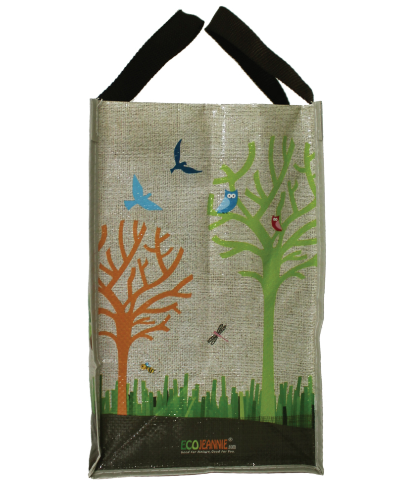 EcoJeannie Laminated Mini Woven Reusable Shopping Tote Bag with Owl Animal Print (Available in Sets of 1, 2, 3, 4, 5 Bags)-1720