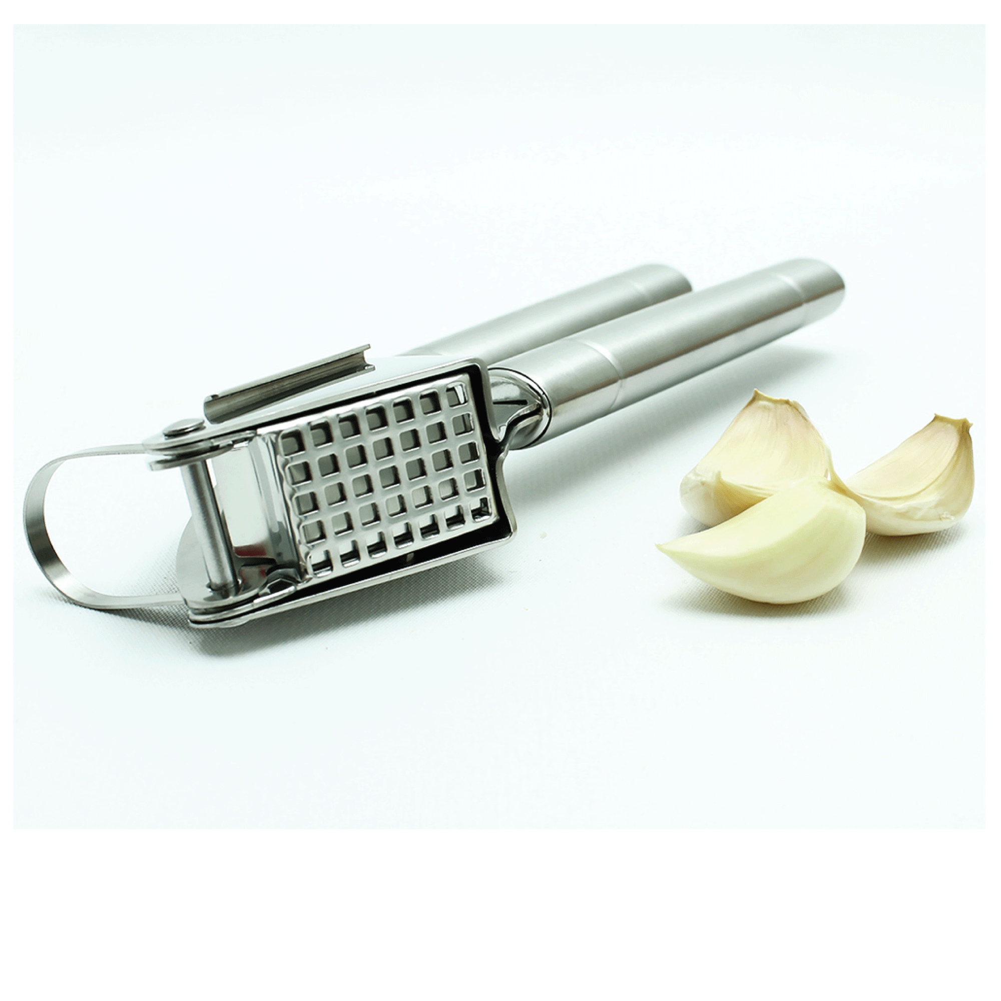 EcoJeannie Professional XL Garlic Press, Stainless Steel (Big Square Holes), GP0003-1552