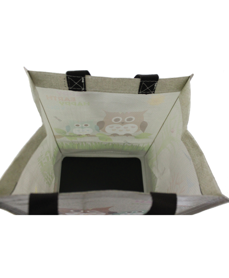 EcoJeannie Laminated Mini Woven Reusable Shopping Tote Bag with Owl Animal Print (Available in Sets of 1, 2, 3, 4, 5 Bags)-1721