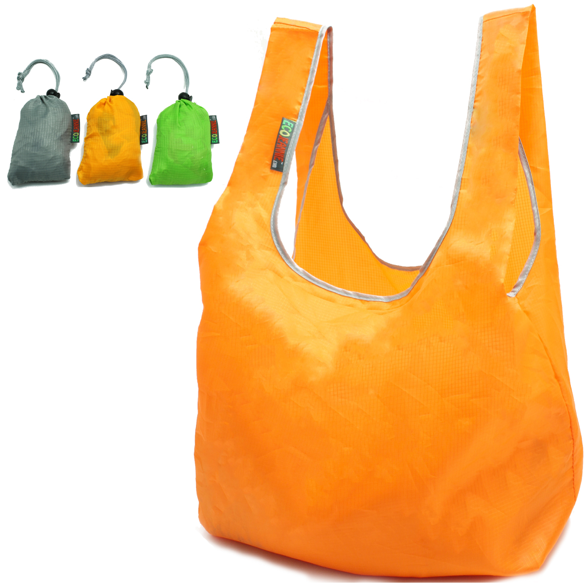 EcoJeannie Ripstop Nylon Reusable Shopping Tote Bag, 3 Packs-1674