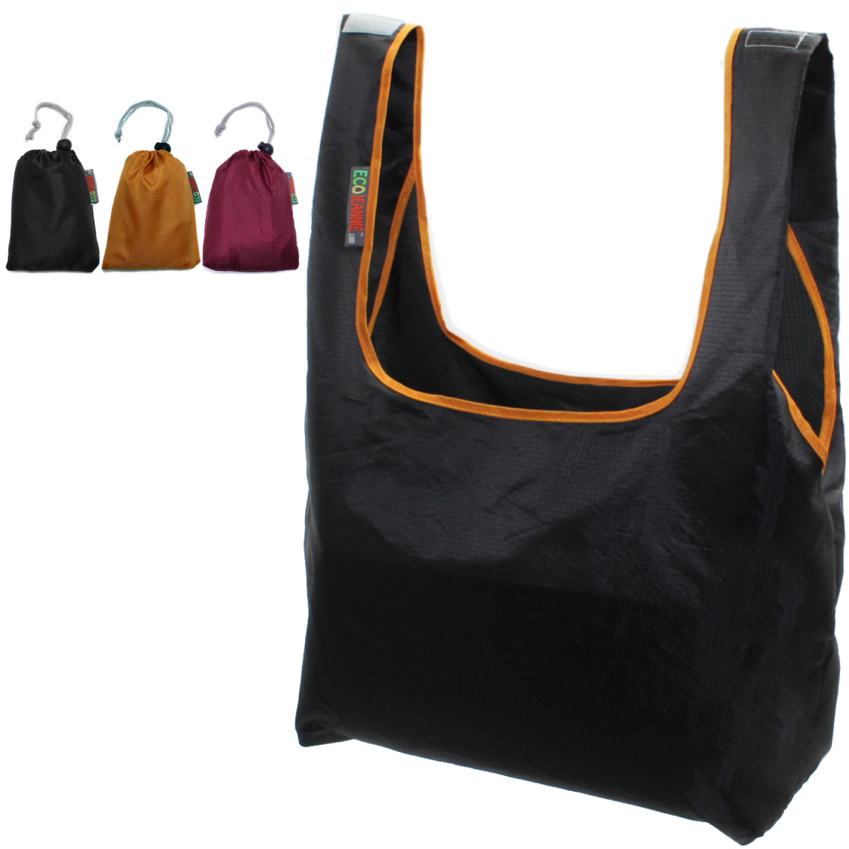EcoJeannie Ripstop Nylon Reusable Shopping Tote Bag, 3 Packs-1675