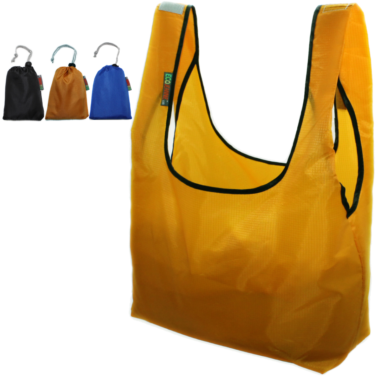EcoJeannie Ripstop Nylon Reusable Shopping Tote Bag, 3 Packs-1677