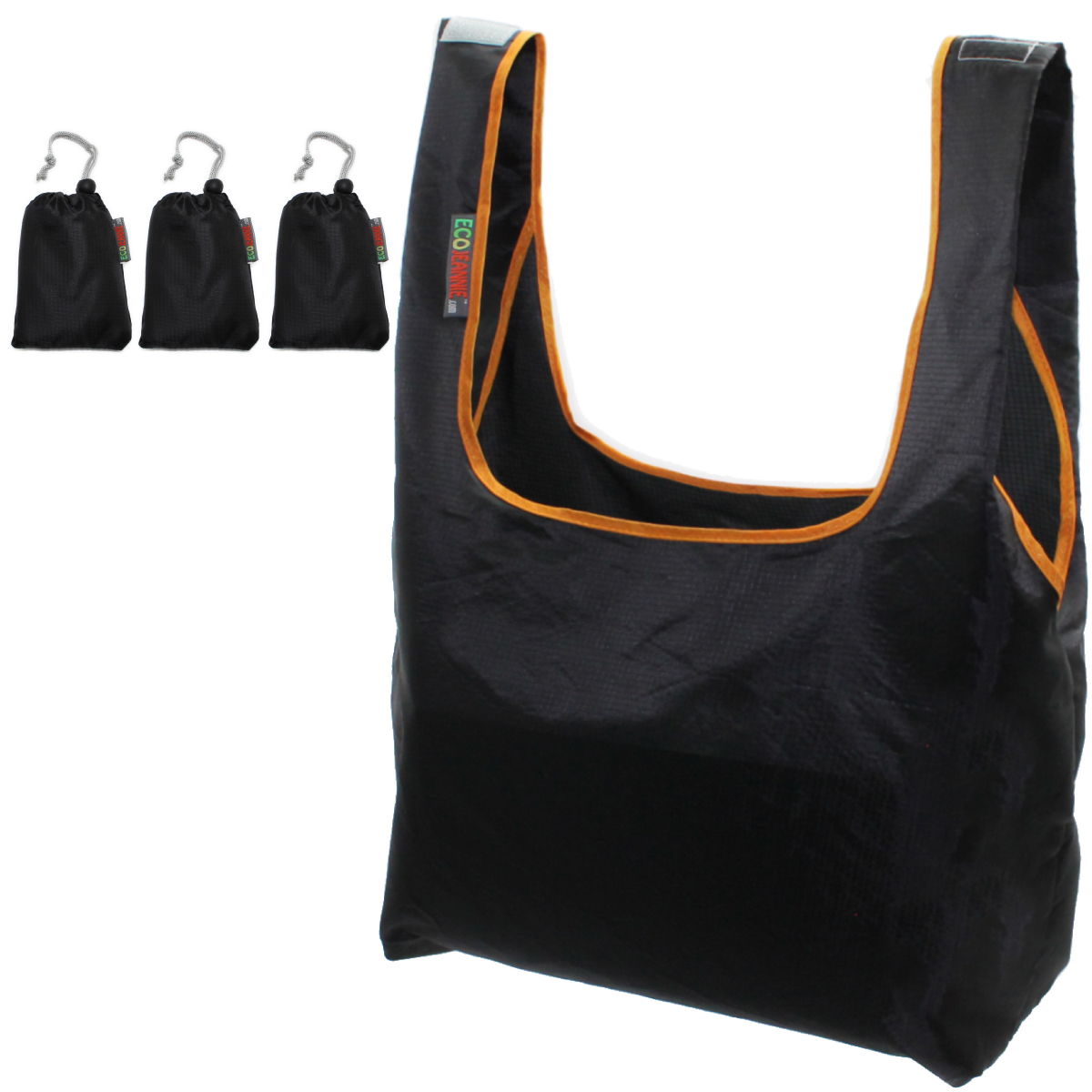EcoJeannie Ripstop Nylon Reusable Shopping Tote Bag, 3 Packs-1669