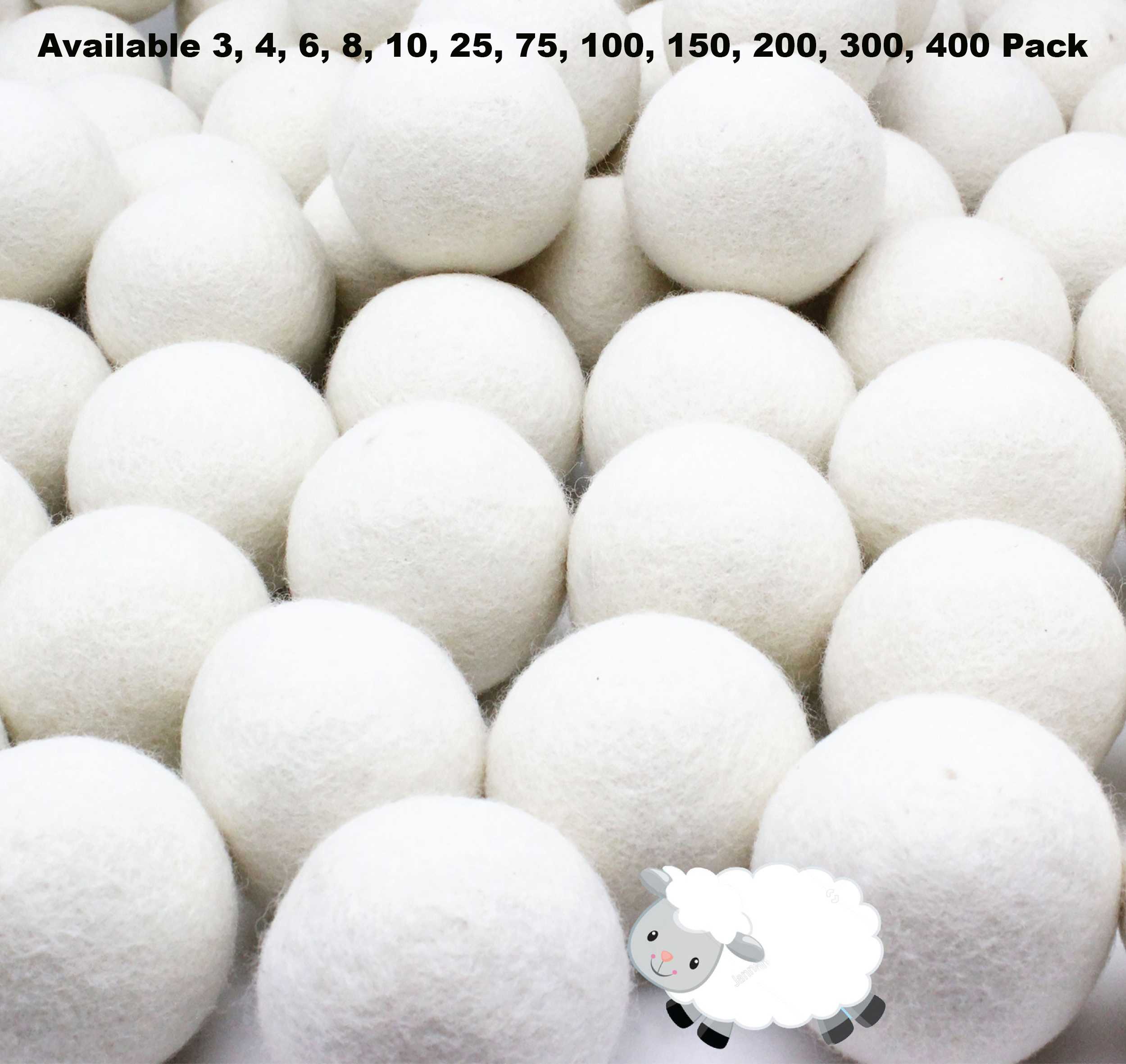 Wholesale Bulk Option Available - EcoJeannie Premium XL Wool Dryer Balls - Reusable & Organic Fabric Softener for Delicate Skin and Baby Clothes - Made from 100% Natural New Zealand Wool-2411