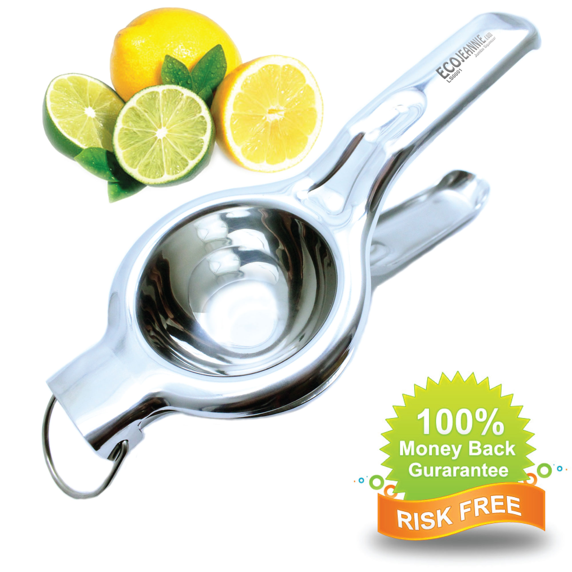 Wholesale Bulk EcoJeannie Professional Lemon Squeezer, Jumbo Size Stainless Steel #304, Commercial Grade (Package Available: 6, 12, 24, 48, 96, 144, 192, 240, 480)-2393